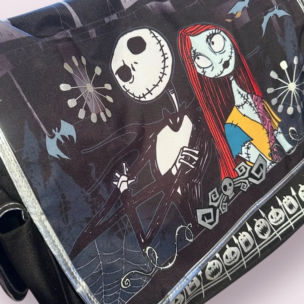 Disney The Nightmare Duo Black Crossbody Messenger Bag Metallic Silver Accents - Picture 12 of 13